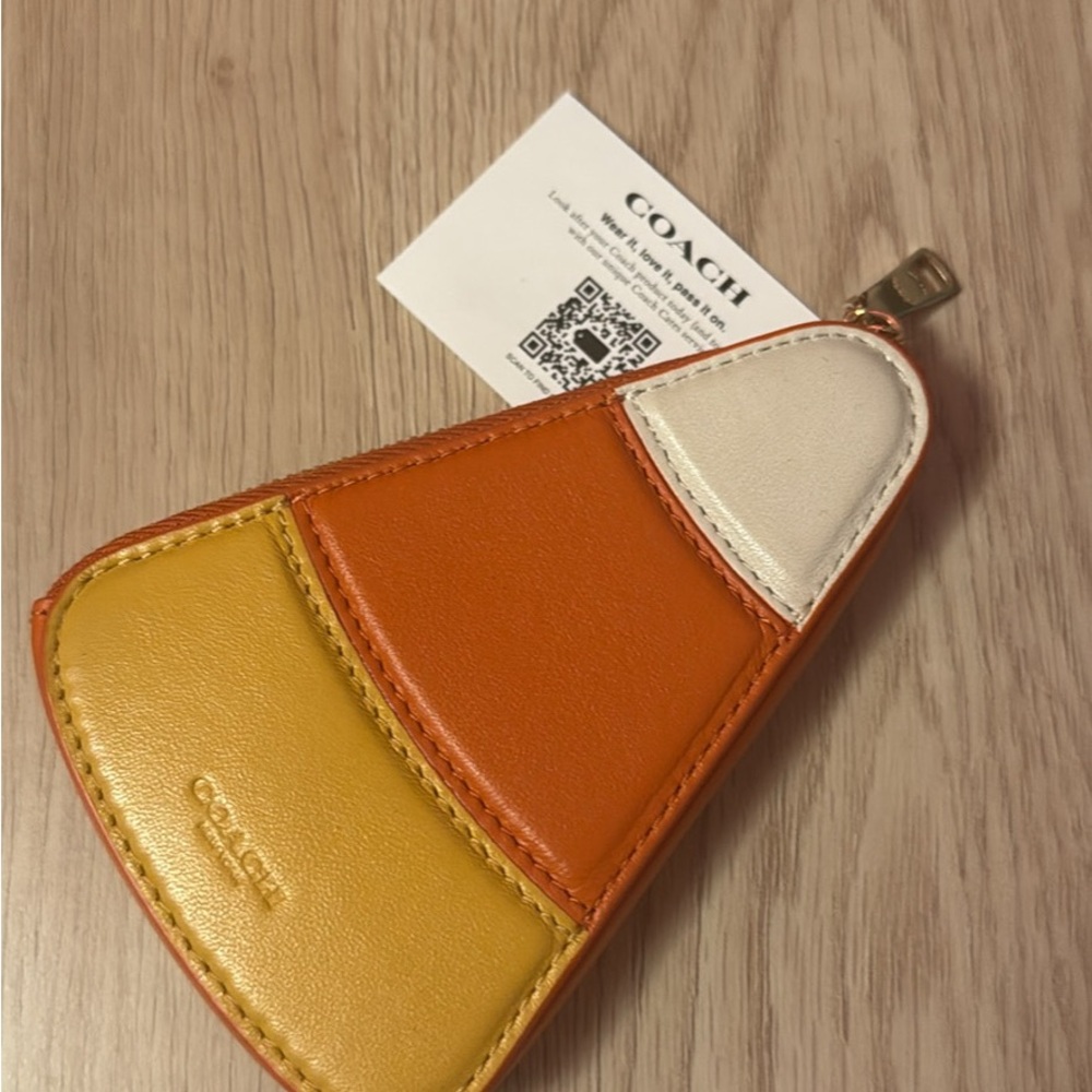 Coach Orange and Yellow Key Pouch
